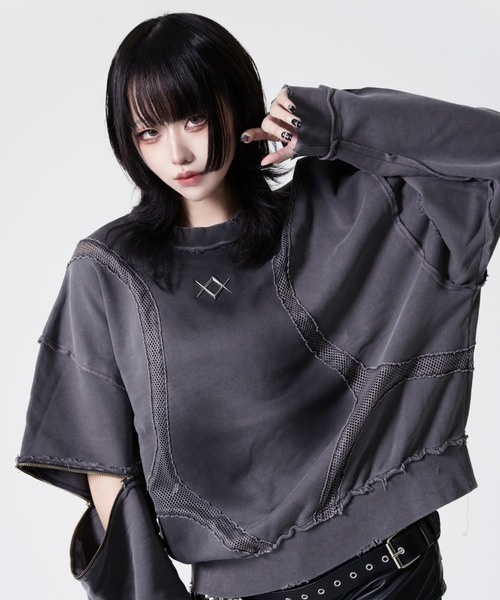 REFLEM 　レフレム　ブラック メッシュ 長袖 トップス REFLEM（レフレム） トレーナー スウェット 「REFLEM/レフレム