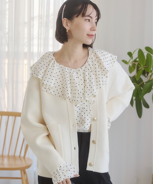 ANGIE カーディガン 金ボタン ゴールドボタン Vネックニット