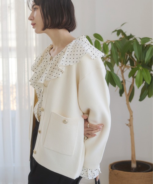 ANGIE カーディガン 金ボタン ゴールドボタン Vネックニット