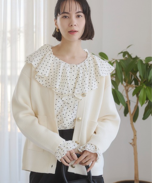 ANGIE カーディガン 金ボタン ゴールドボタン Vネックニット