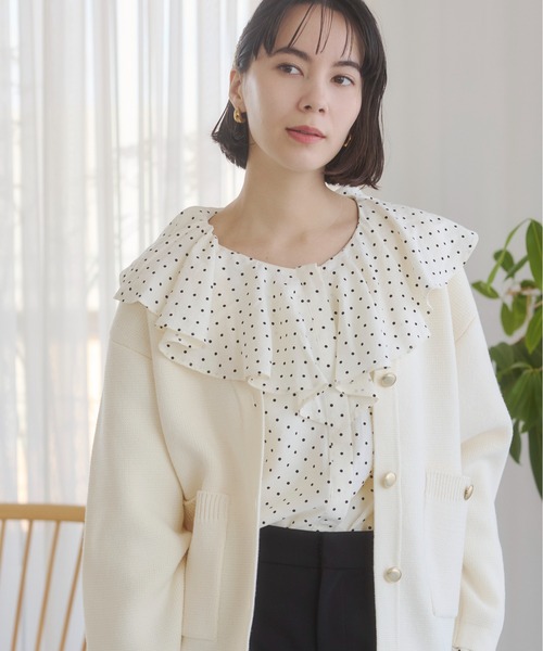 ANGIE カーディガン 金ボタン ゴールドボタン Vネックニット