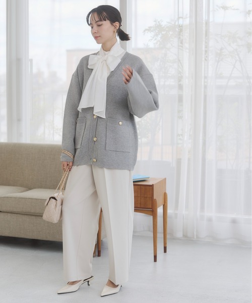 ANGIE カーディガン 金ボタン ゴールドボタン Vネックニット