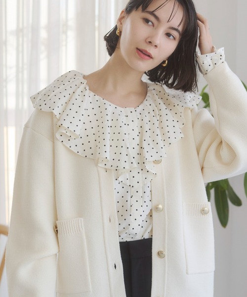 ANGIE カーディガン 金ボタン ゴールドボタン Vネックニット