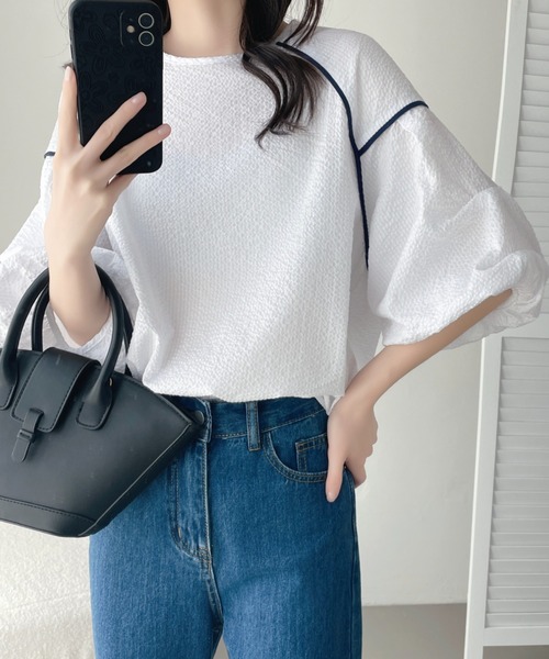 「ABITOKYO」 7分袖ブラウス L ブルー レディース_画像8