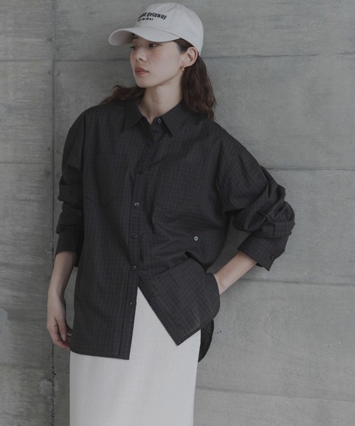 URBAN RESEARCH Sonny Label ブラウス シャツ ドビーチェックアシメ