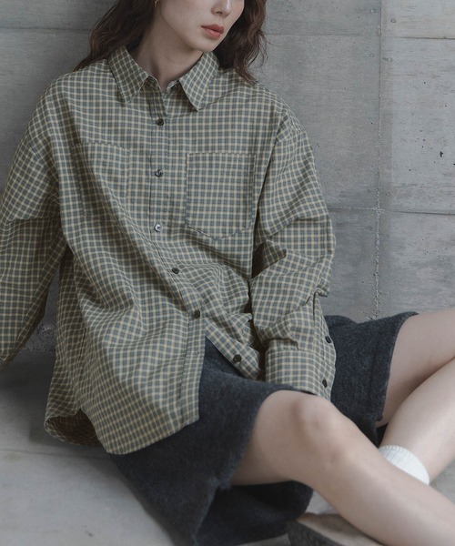 URBAN RESEARCH Sonny Label ブラウス シャツ ドビーチェックアシメ