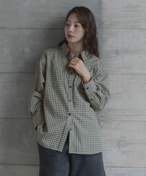 URBAN RESEARCH Sonny Label ブラウス シャツ ドビーチェックアシメ