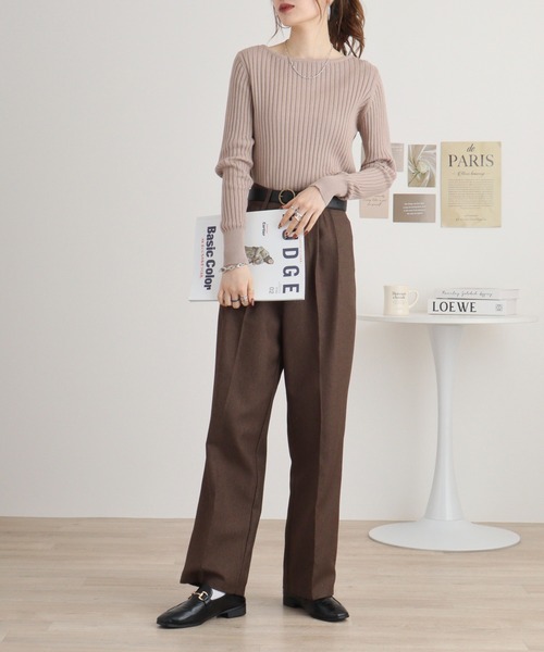 「atONE」 長袖ニット M-L ダークグリーン レディース_画像2