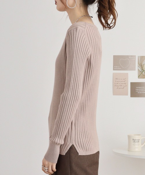 「atONE」 長袖ニット M-L ダークグリーン レディース_画像4