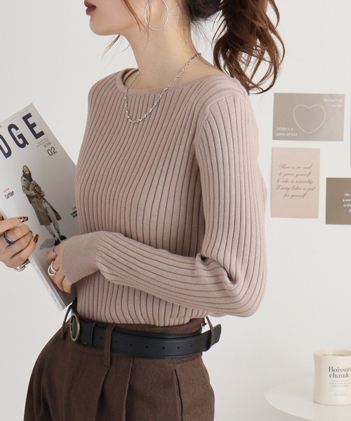 「atONE」 長袖ニット M-L ダークグリーン レディース_画像9