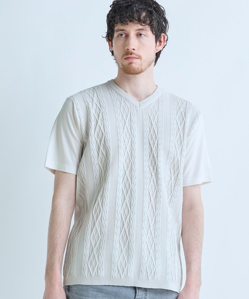 MEN'S BIGI（メンズビギ） tシャツ アラン調 ニットコンビTシャツ