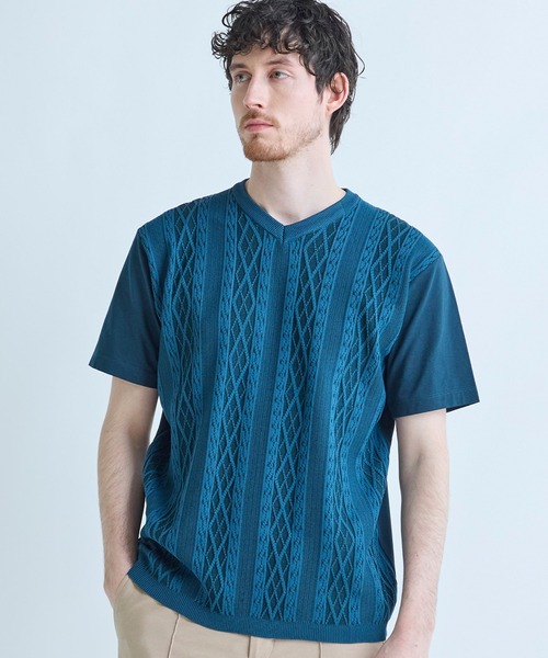 MEN'S BIGI（メンズビギ） tシャツ アラン調 ニットコンビTシャツ
