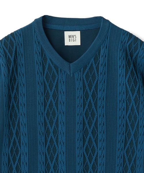 編み込みニットMEN'SBIGI MEN'S BIGI（メンズビギ） tシャツ アラン調 ニットコンビTシャツ