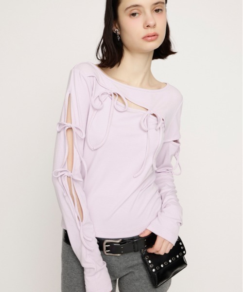 SLY（スライ） tシャツ CUT OUT RIBBON TOPS カットアウトリボン