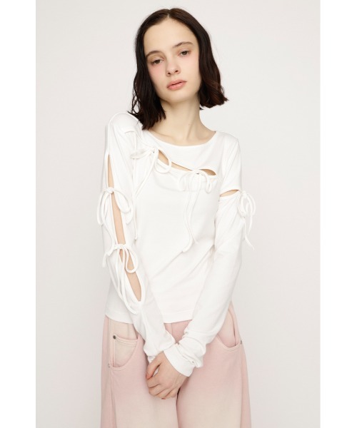 新品未使用タグ付き☆SLY　CUT OUT RIBBON トップス SLY（スライ） tシャツ CUT OUT RIBBON TOPS カットアウトリボン