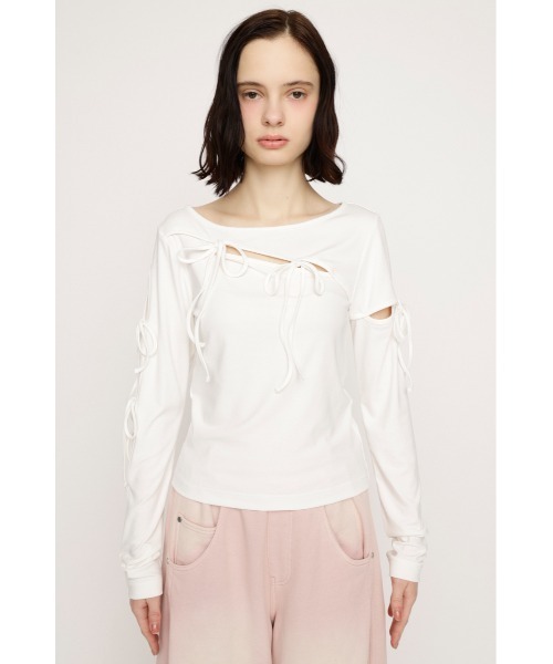 新品未使用タグ付き☆SLY　CUT OUT RIBBON トップス SLY（スライ） tシャツ CUT OUT RIBBON TOPS カットアウトリボン