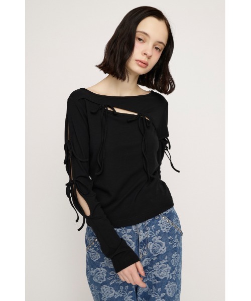 SLY（スライ） tシャツ CUT OUT RIBBON TOPS カットアウトリボン
