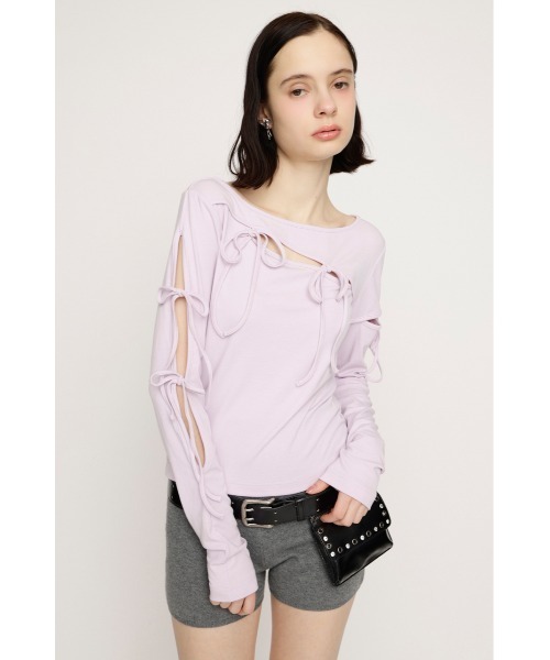 新品未使用タグ付き☆SLY　CUT OUT RIBBON トップス SLY（スライ） tシャツ CUT OUT RIBBON TOPS カットアウトリボン