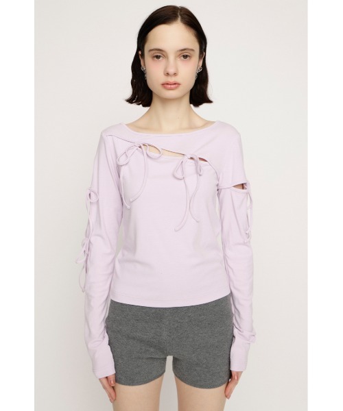 SLY（スライ） tシャツ CUT OUT RIBBON TOPS カットアウトリボン