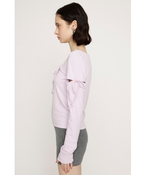 SLY（スライ） tシャツ CUT OUT RIBBON TOPS カットアウトリボン