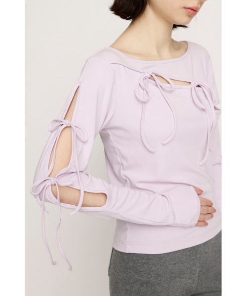 SLY（スライ） tシャツ CUT OUT RIBBON TOPS カットアウトリボン