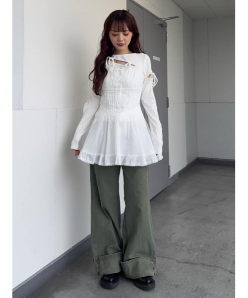 SLY（スライ） tシャツ CUT OUT RIBBON TOPS カットアウトリボン
