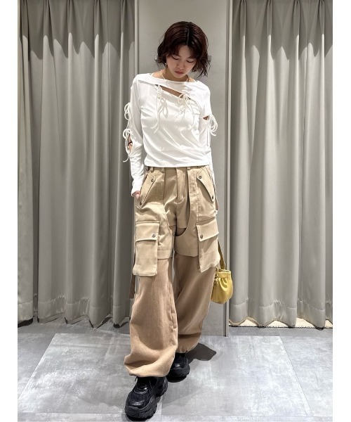 SLY（スライ） tシャツ CUT OUT RIBBON TOPS カットアウトリボン