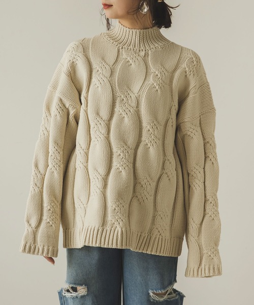 「rectangle」 長袖ニット FREE ブルー レディース_画像3