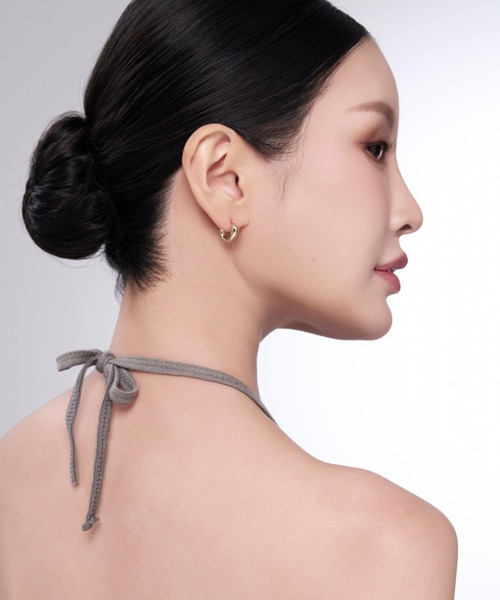 ピアス Drop Curve Hoop Pierce / 金属アレルギー対応 レディースの画像