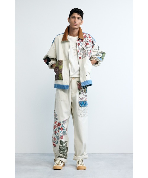 新品未使用 Desigual デシグアル ブルゾン ビーズ刺繍 レース シアー Desigual（デシグアル） ブルゾン アウター パッチワーク ジップアップ