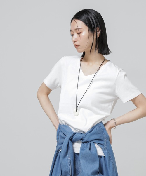 tシャツ Anti Soaked(R) 汗染み防止VネックTシャツ レディース
