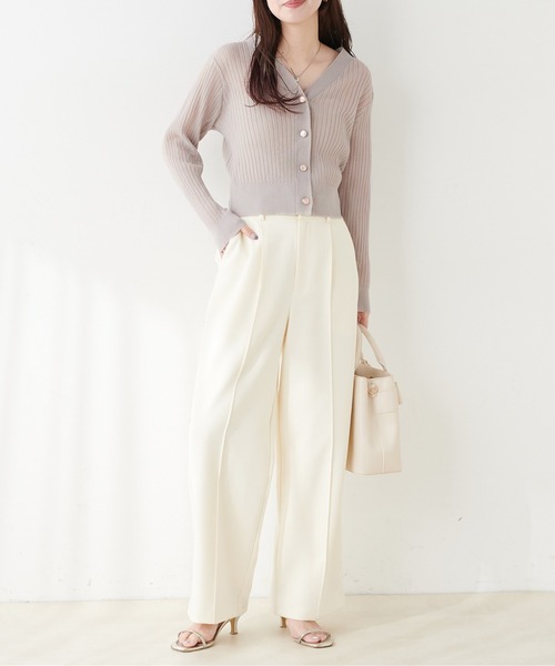 natural couture カーディガン リブシアーニットカーディガン