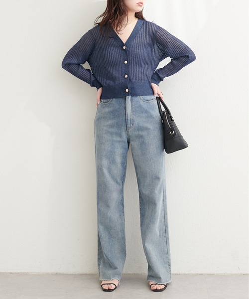 natural couture カーディガン リブシアーニットカーディガン