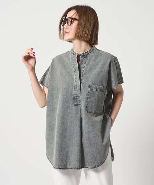 conte ブラウス シャツ 「conte」デニム スキッパーシャツ レディース
