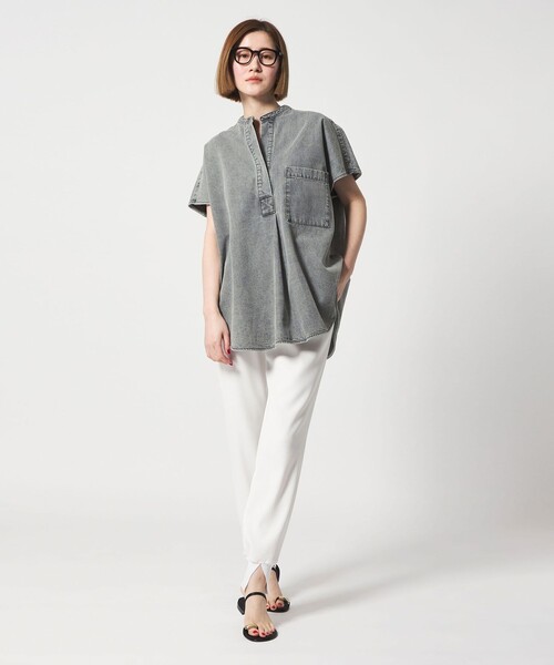 conte ブラウス シャツ 「conte」デニム スキッパーシャツ レディース