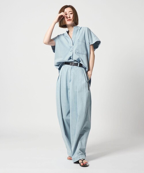 conte ブラウス シャツ 「conte」デニム スキッパーシャツ レディース