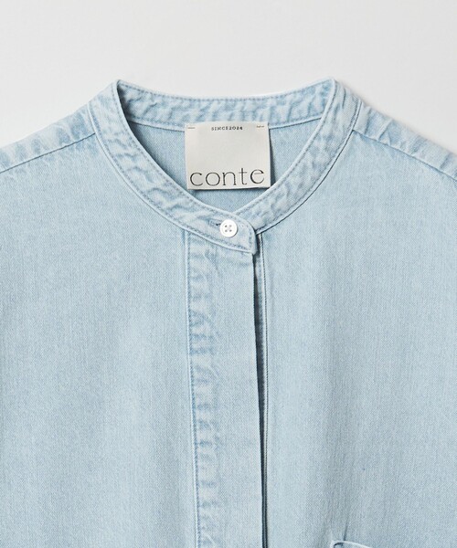 conte ブラウス シャツ 「conte」デニム スキッパーシャツ レディース