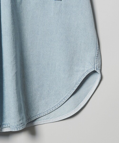 conte / コンテ | ディープVネック スキッパーシャツ | F | ブルー | レディース conte ブラウス シャツ 「conte」デニム スキッパーシャツ レディース
