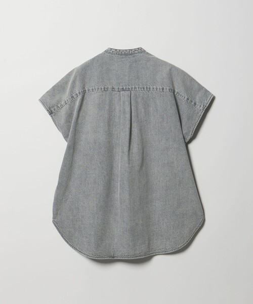 conte / コンテ | ディープVネック スキッパーシャツ | F | ブルー | レディース スキッパーシャツ レディース vネック 七分袖 ポリエステル タック