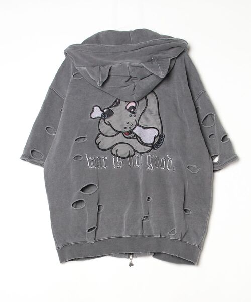 GALFY（ガルフィー） 刺繍ジップアップパーカー L グレー レディース 