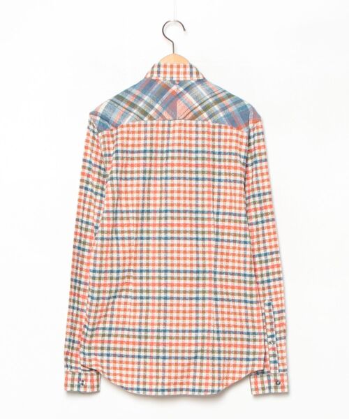 「Pretty Green」 チェック柄長袖シャツ 2 オレンジ メンズ_画像2