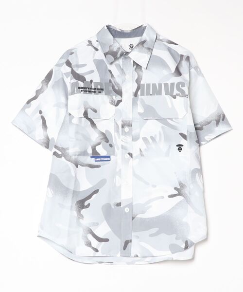「AAPE BY A BATHING APE」 半袖シャツ LARGE ホワイト系その他 メンズ_画像2