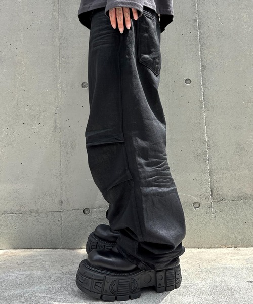 ワイドパンツ ジーンズ メンズ レディースの画像