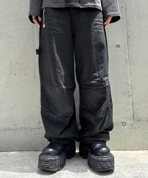 ワイドパンツ ジーンズ メンズ レディースの画像
