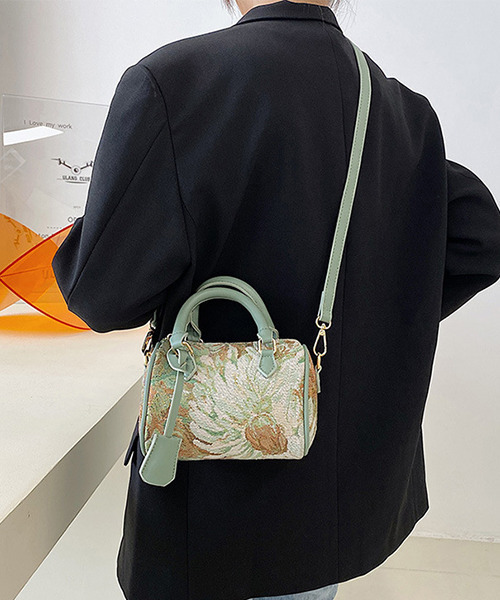 美品　ラシット　ハンド&ショルダーバッグ2way 　ミニボストン　ジャガード composition] 2wayミニボストンバッグ（CE-1367）（トートバッグ