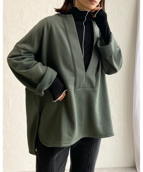 She's Closet トレーナー スウェット 深Vネックビッグシルエット