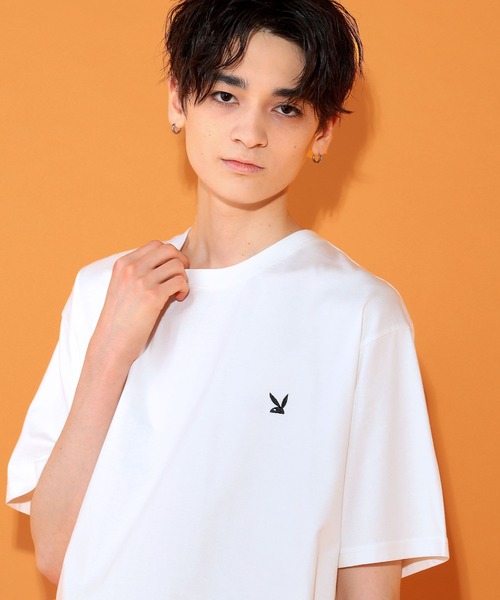 tttmsw プレイボーイシャツ PLAYBOY tシャツ ワンポイントロゴ刺繍Tシャツ メンズ