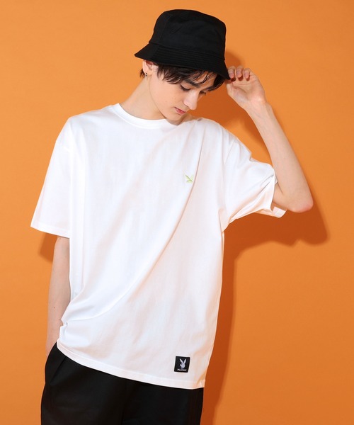 tttmsw プレイボーイシャツ PLAYBOY tシャツ ワンポイントロゴ刺繍Tシャツ メンズ