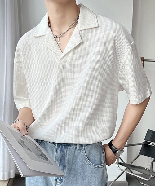 boohoo MAN★半袖 ワッフル生地 ボタン留め シャツ ワイシャツ tb4542753_3.jpg