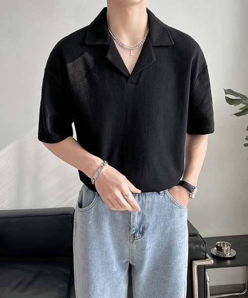 boohoo MAN★半袖 ワッフル生地 ボタン留め シャツ ワイシャツ boohoo MAN☆半袖 ワッフル生地 ボタン留め シャツ ワイシャツ